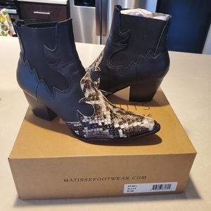 Matisse Fashionable Snake Print and Black Booties